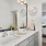 a bathroom with a large mirror