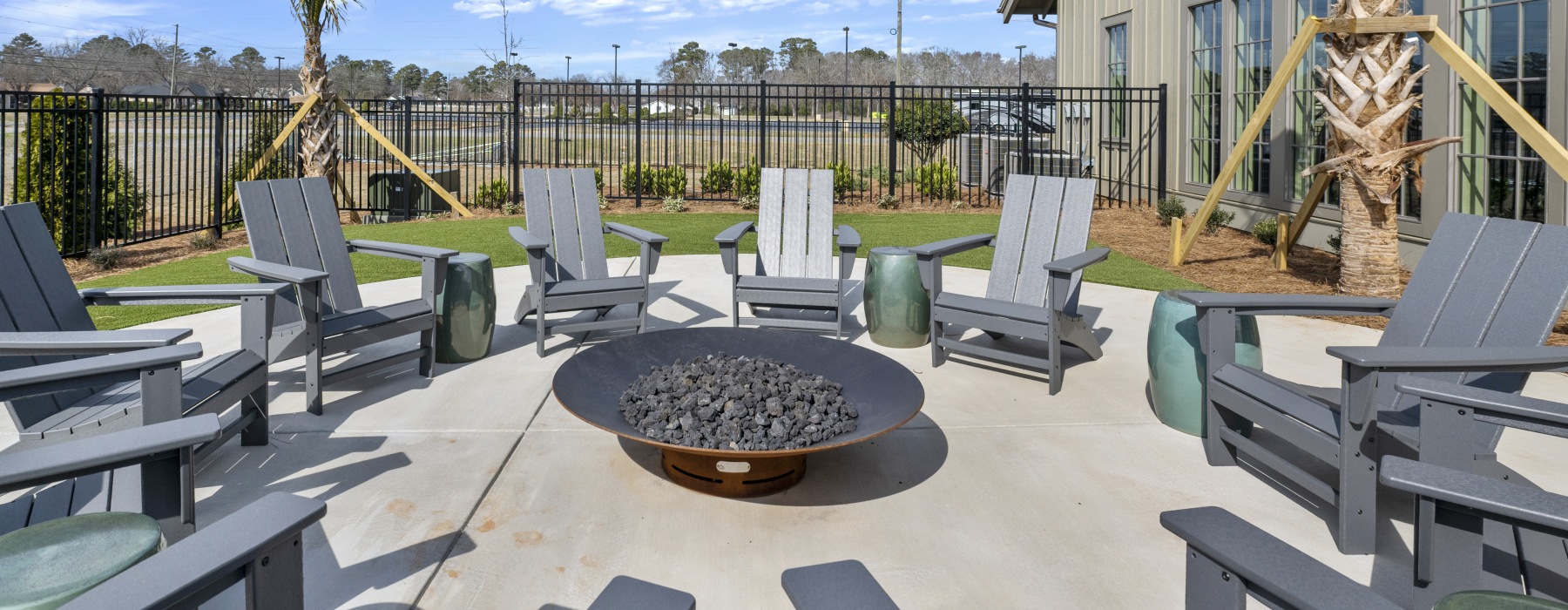 Firepit with chairs surrounding