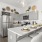 a kitchen with seating